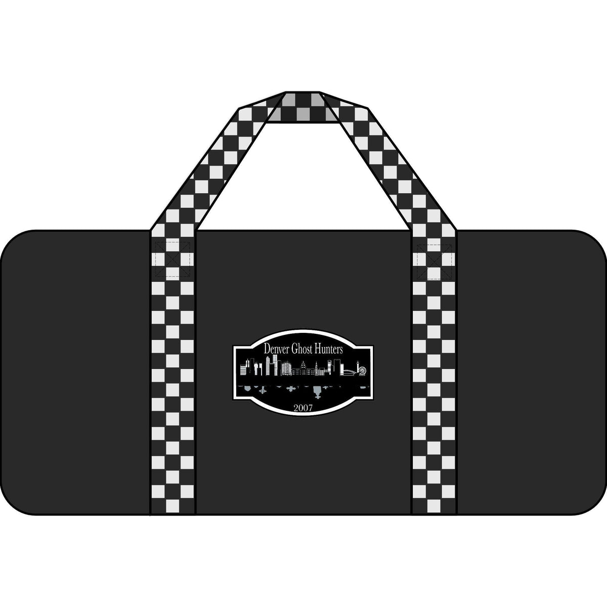 Denver Ghost Hunters Checkerboard Strap Duffel Bag | Black Camo Travel Gym Bag