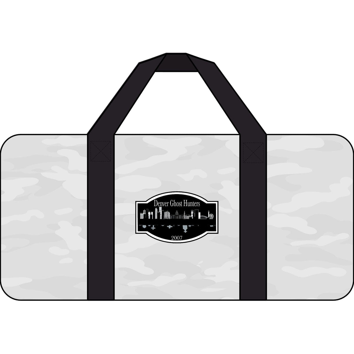 Denver Ghost Hunters Checkerboard Strap Duffel Bag | Black Camo Travel Gym Bag