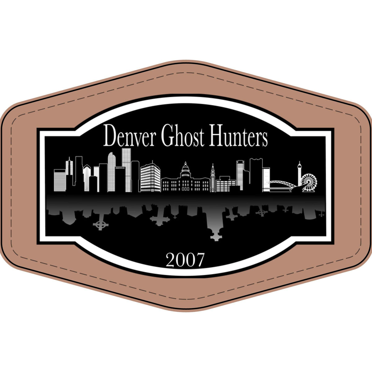 Denver Ghost Hunters Faux Leather Patch | Engraved City Skyline Patch