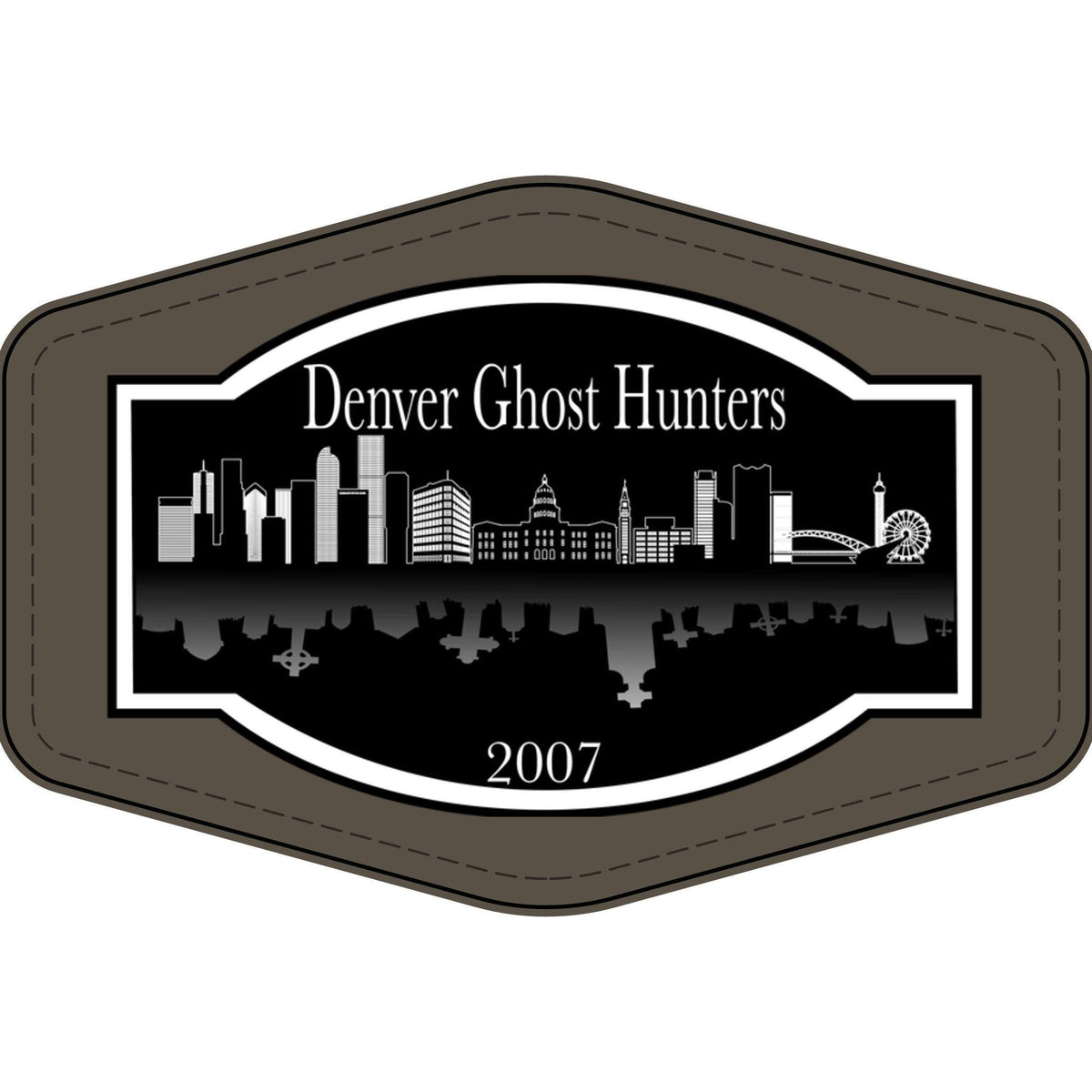 Denver Ghost Hunters Faux Leather Patch | Engraved City Skyline Patch