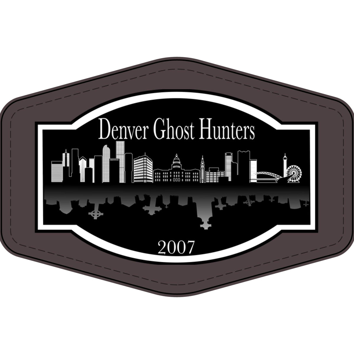 Denver Ghost Hunters Faux Leather Patch | Engraved City Skyline Patch