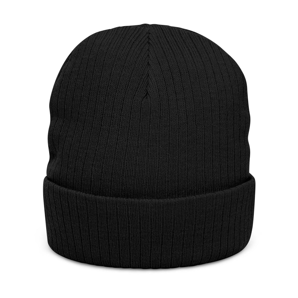 Row of Tiny Ghosts Ribbed Knit Beanie | Embroidered Halloween Cuff Hat