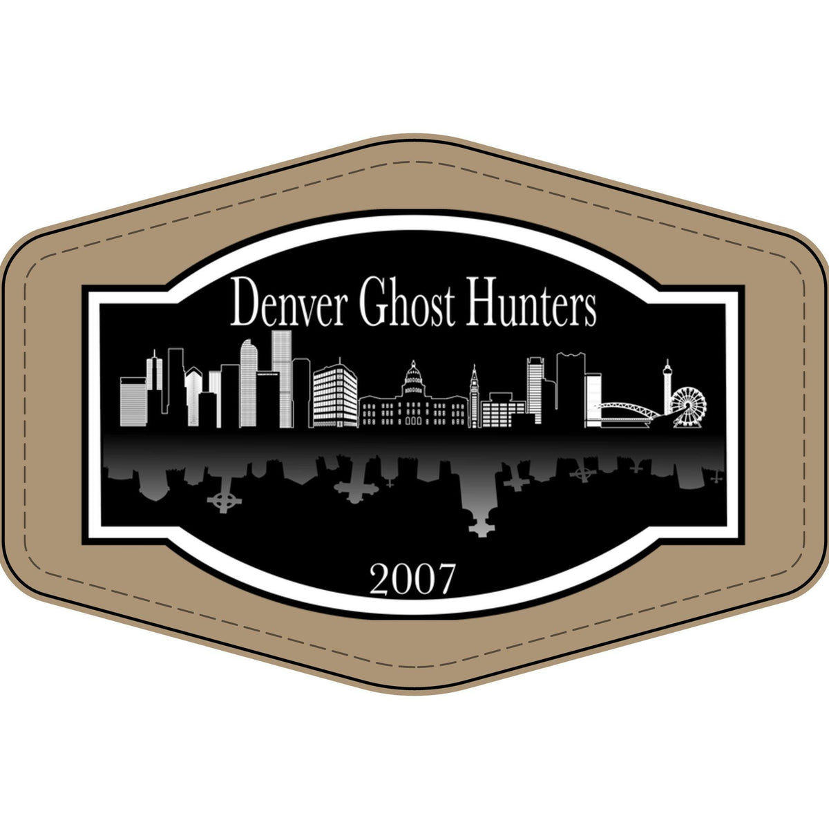 Denver Ghost Hunters Faux Leather Patch | Engraved City Skyline Patch