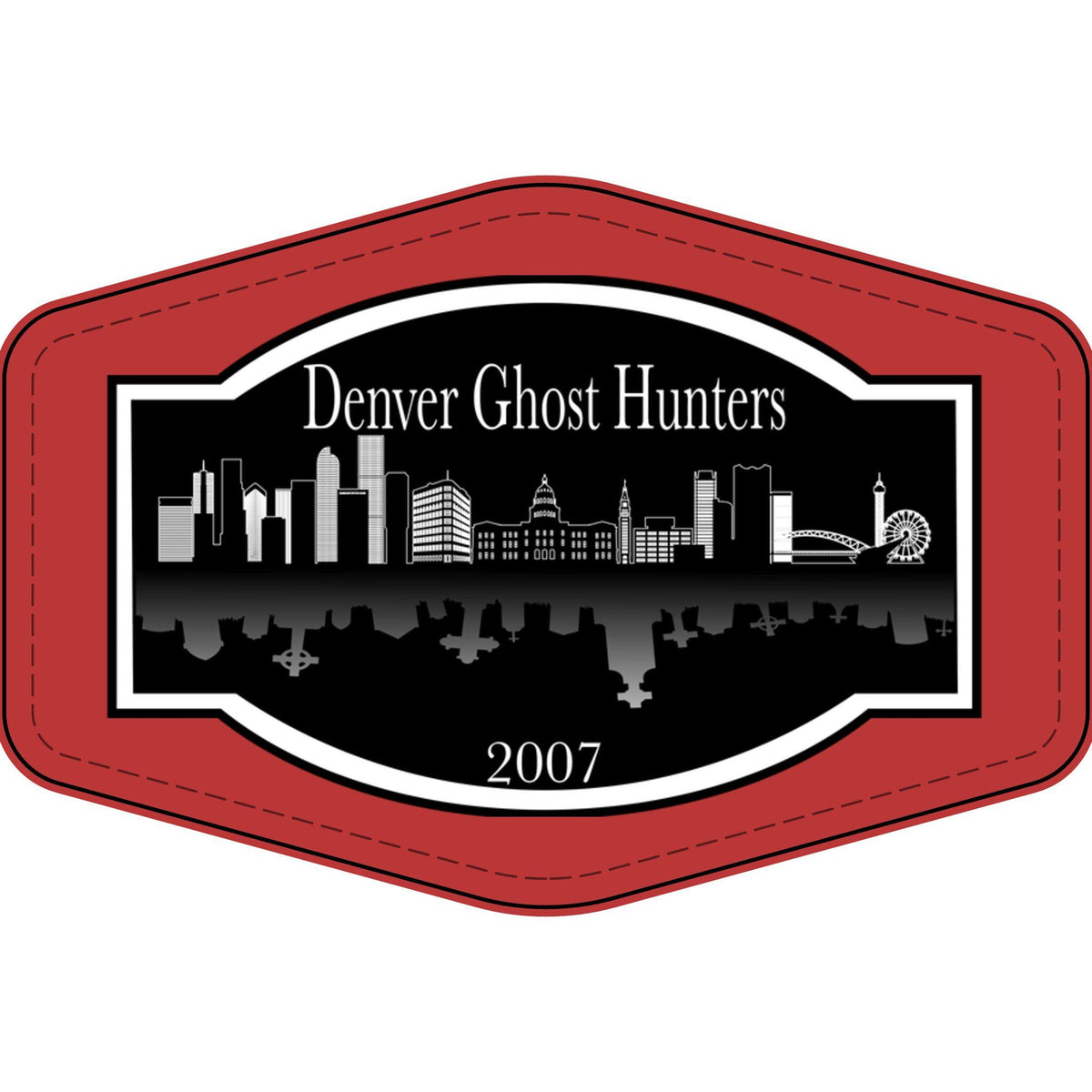 Denver Ghost Hunters Faux Leather Patch | Engraved City Skyline Patch