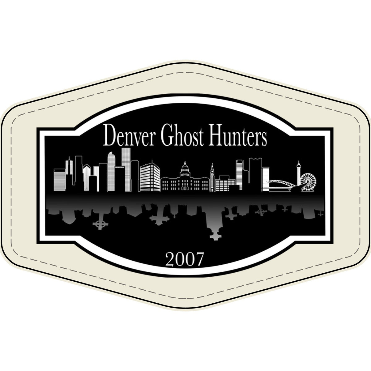 Denver Ghost Hunters Faux Leather Patch | Engraved City Skyline Patch
