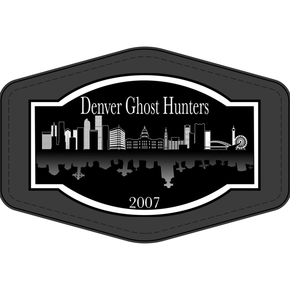 Denver Ghost Hunters Faux Leather Patch | Engraved City Skyline Patch