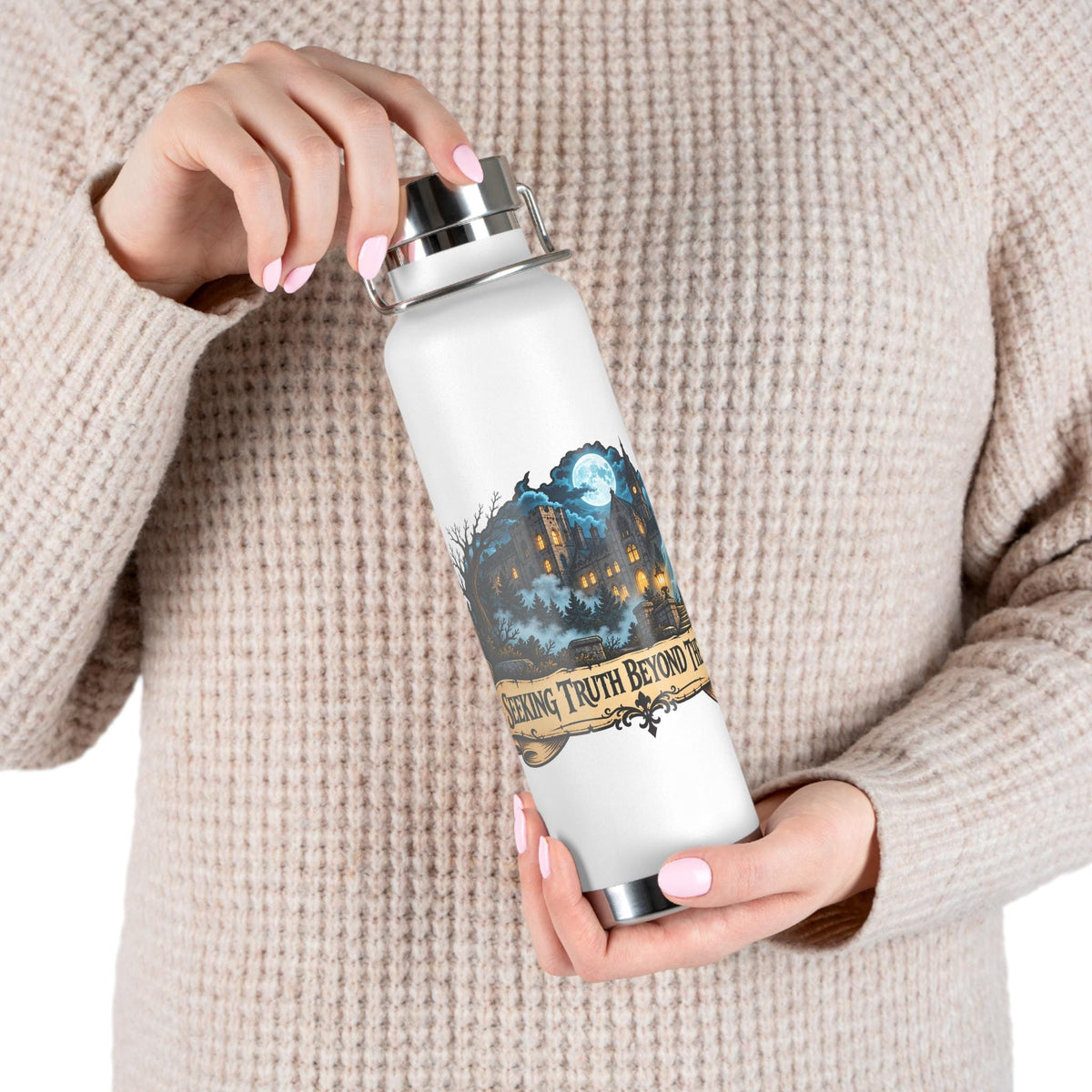 Denver Ghost Hunters Seeking Truth Illustration Water Bottle | 22oz Copper Vacuum Insulated