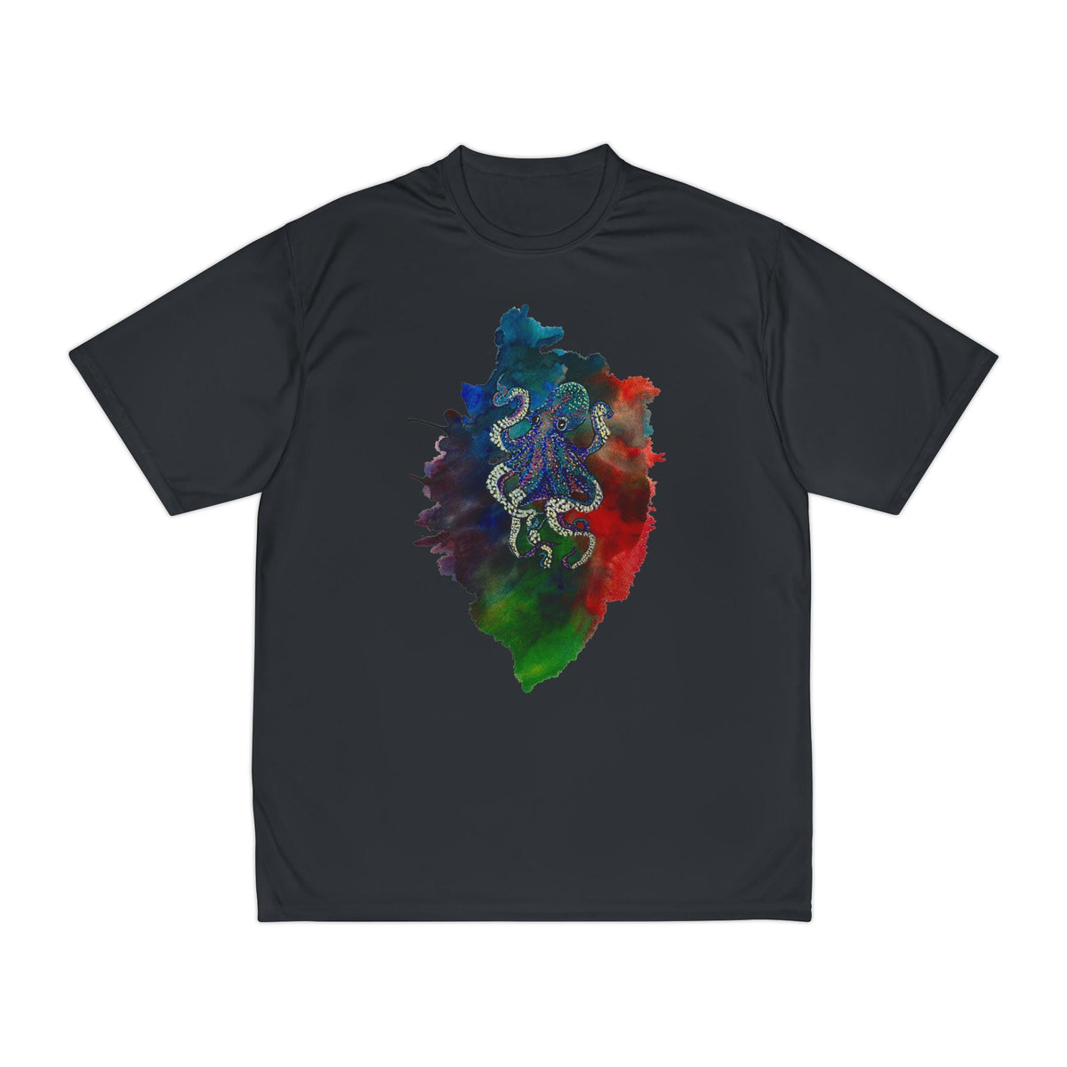 Abstract Octopus Watercolor T-Shirt | Colorful Ink Splash Athletic Tee