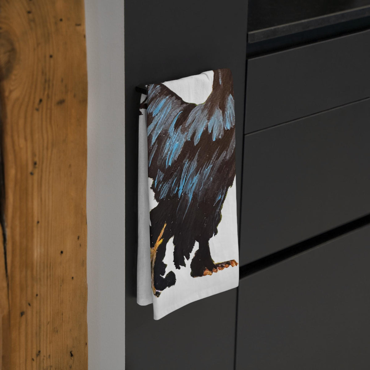 Black Rooster Illustration Tea Towel | Farmhouse Kitchen Decor