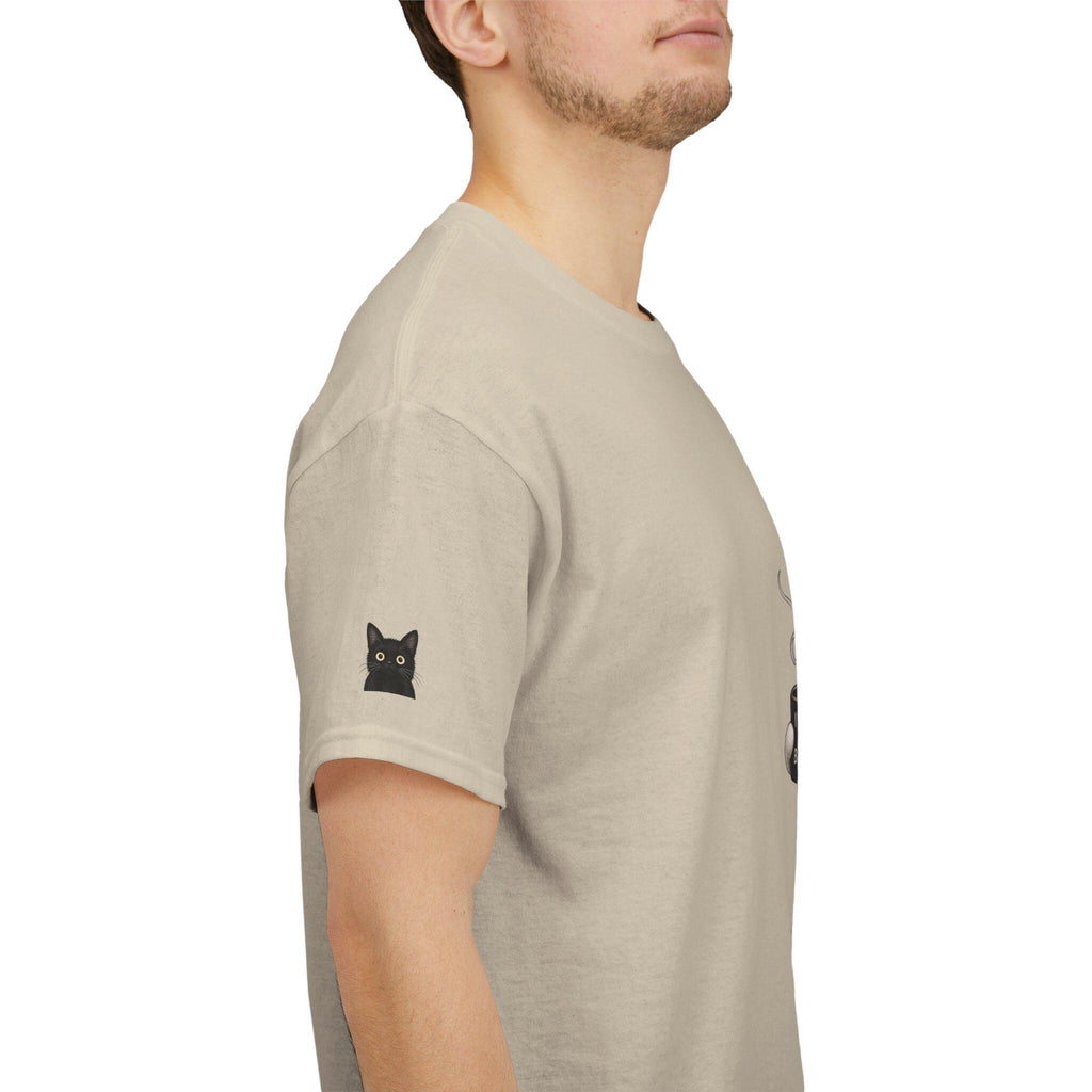 Ghost Holding Cat Tee | Cute Halloween Ghost, Coffee and Black Cat Illustration