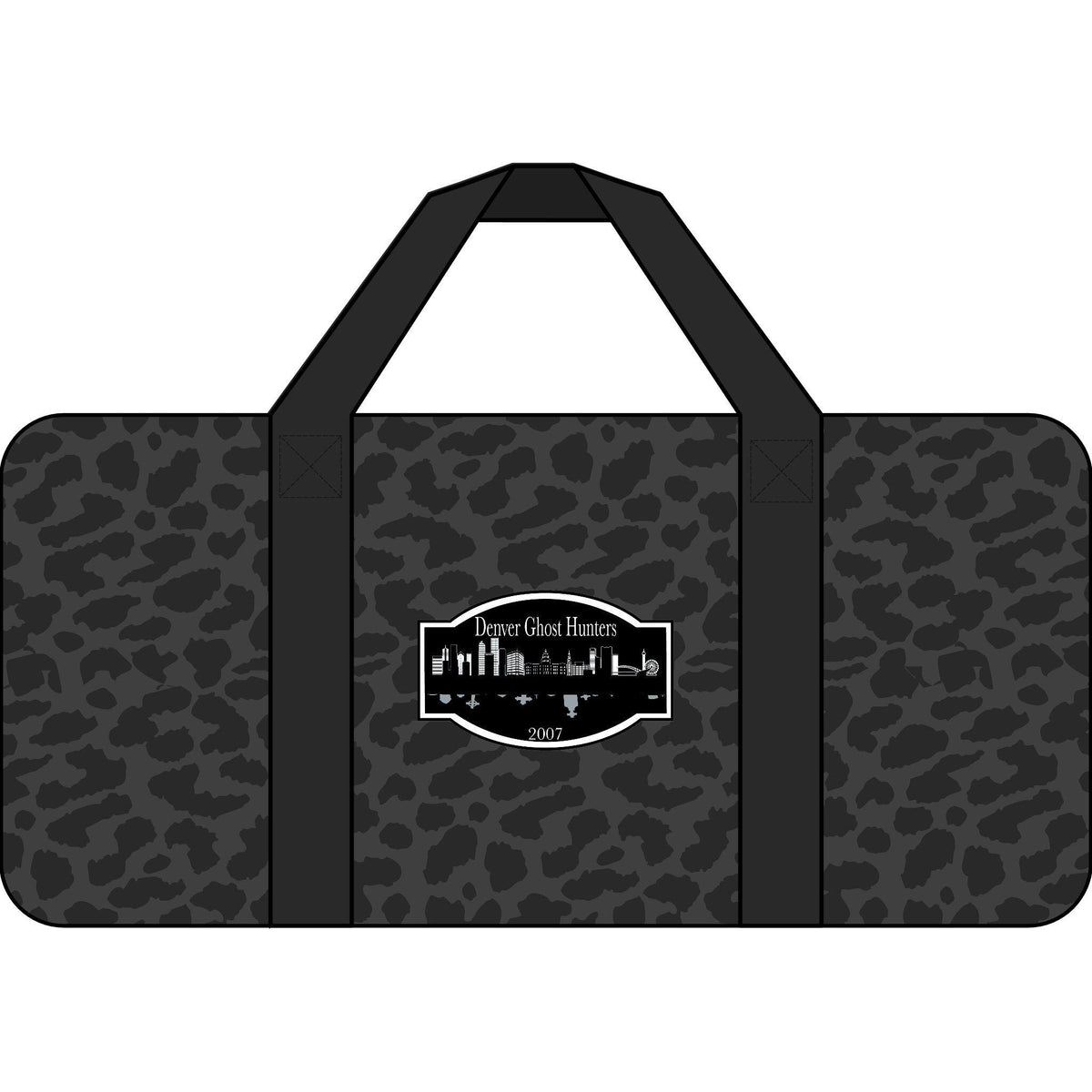 Denver Ghost Hunters Checkerboard Strap Duffel Bag | Black Camo Travel Gym Bag