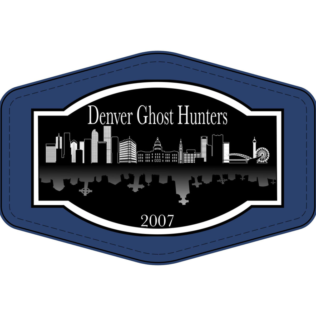 Denver Ghost Hunters Faux Leather Patch | Engraved City Skyline Patch