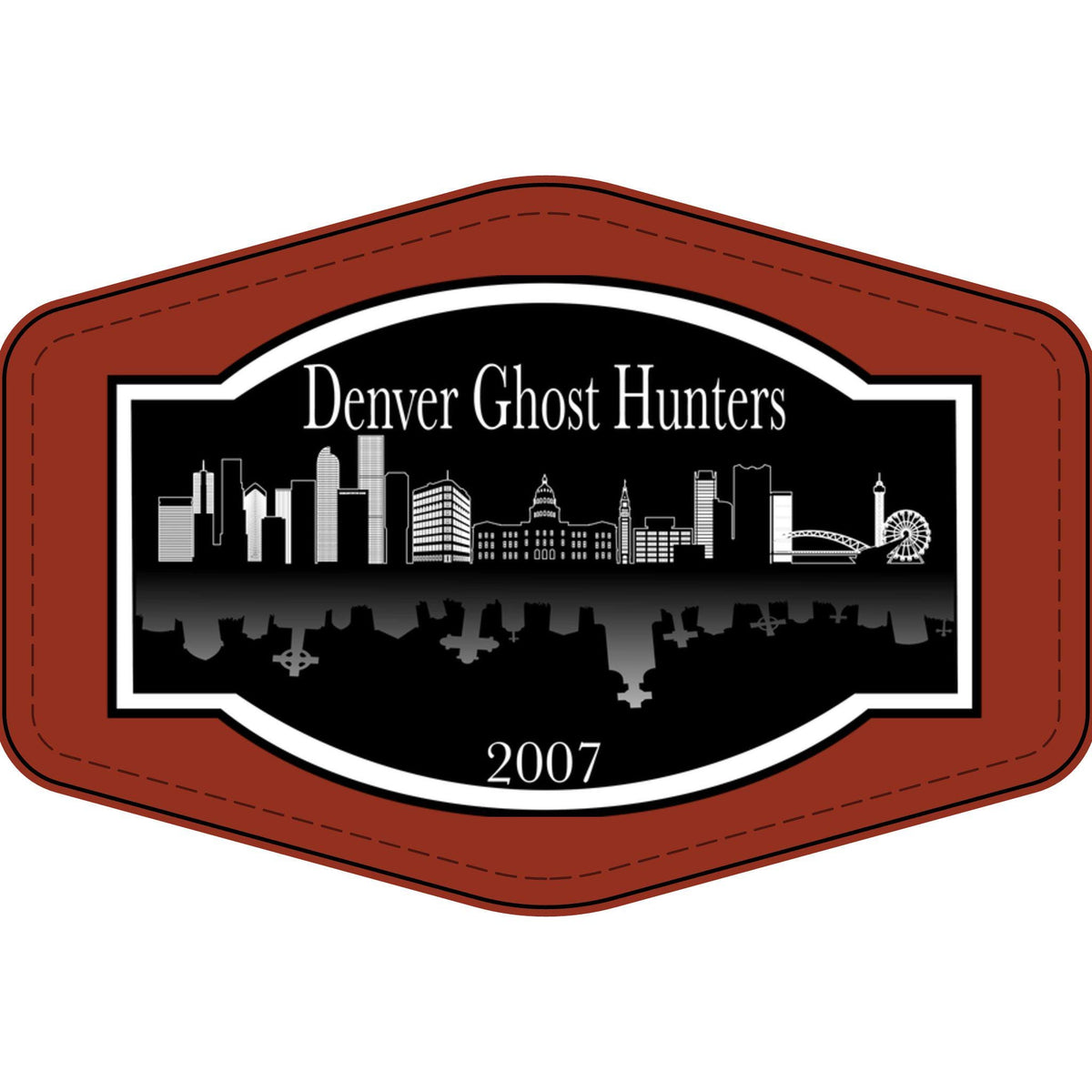 Denver Ghost Hunters Faux Leather Patch | Engraved City Skyline Patch