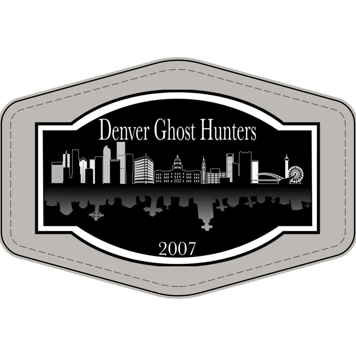 Denver Ghost Hunters Faux Leather Patch | Engraved City Skyline Patch