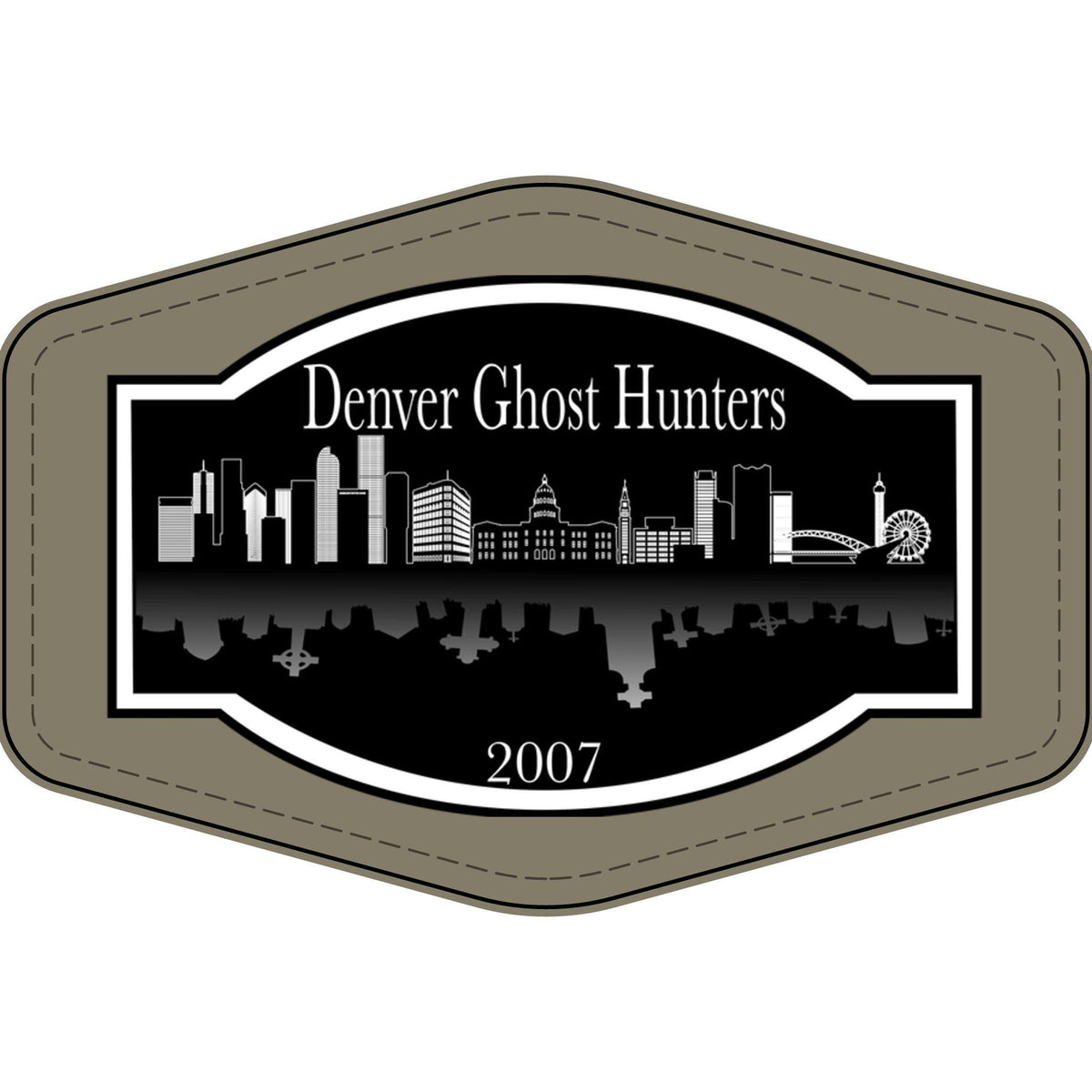 Denver Ghost Hunters Faux Leather Patch | Engraved City Skyline Patch