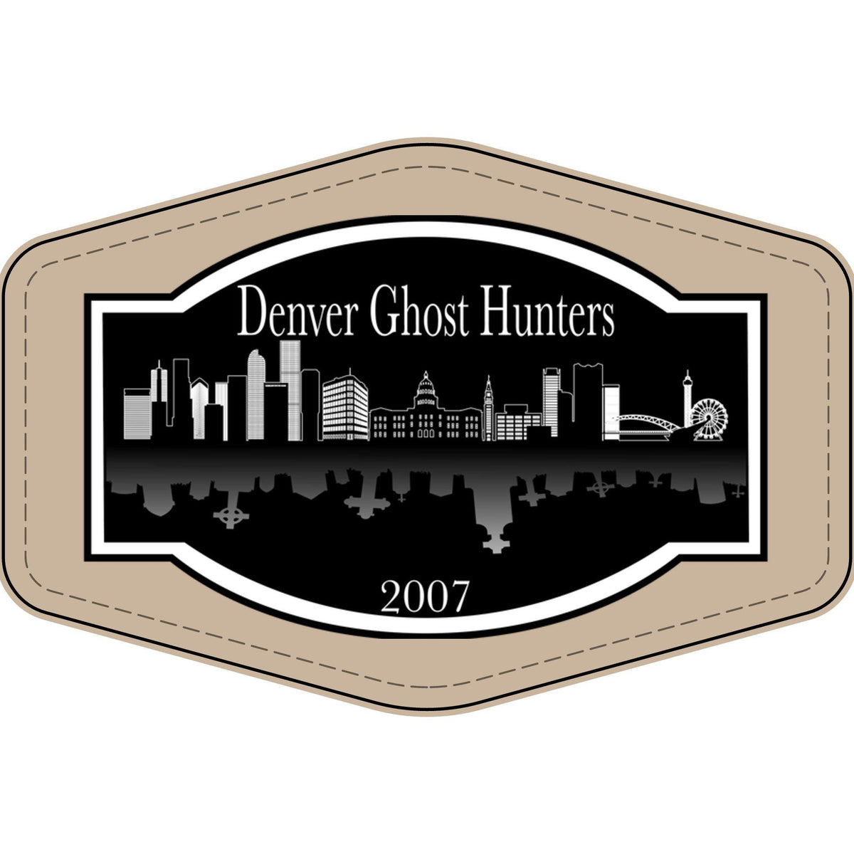 Denver Ghost Hunters Faux Leather Patch | Engraved City Skyline Patch