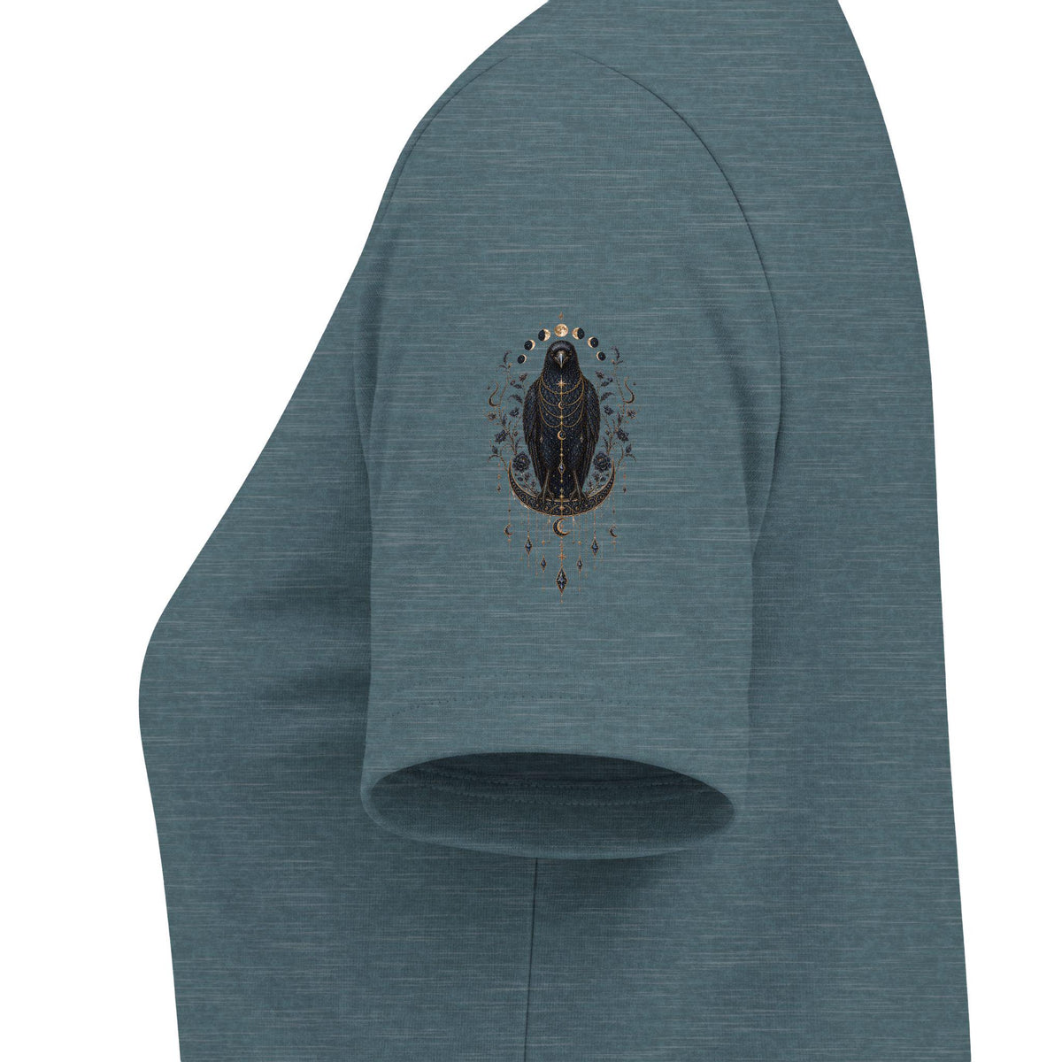 Flying Crows and Full Moon V-Neck Tee | Bird Silhouette Moon