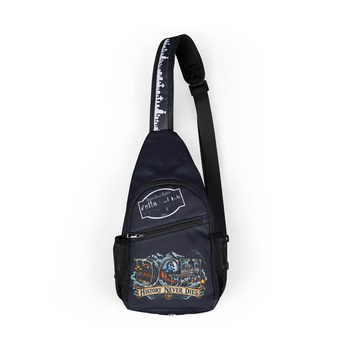 Denver Ghost Hunters Ghost Cat Illustration Chest Bag | Sling Pack