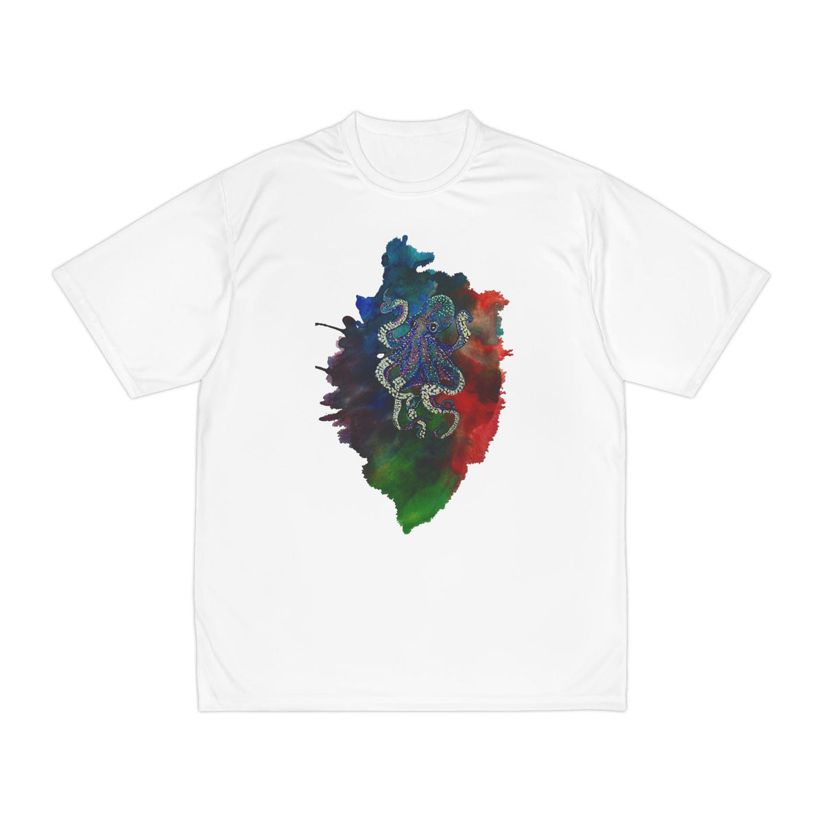 Abstract Octopus Watercolor T-Shirt | Colorful Ink Splash Athletic Tee